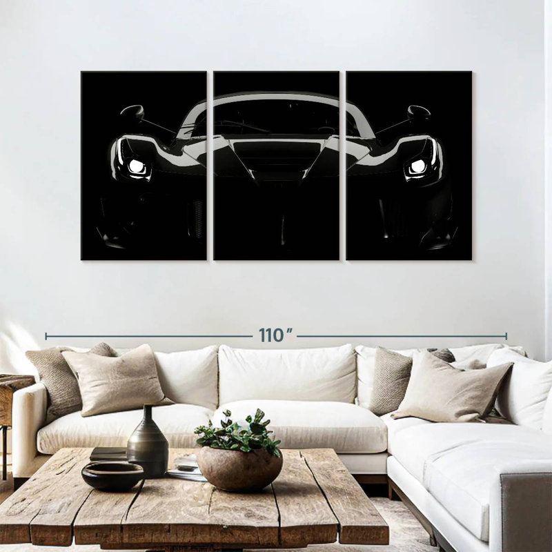 Mehar Silhouetted Black Car, 45" H x 92" W