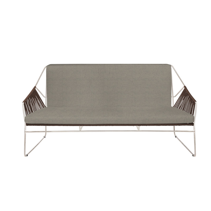 Causeuse Sandur, Corde taupe / structure en acier inoxydable, Lanterne ardoisée