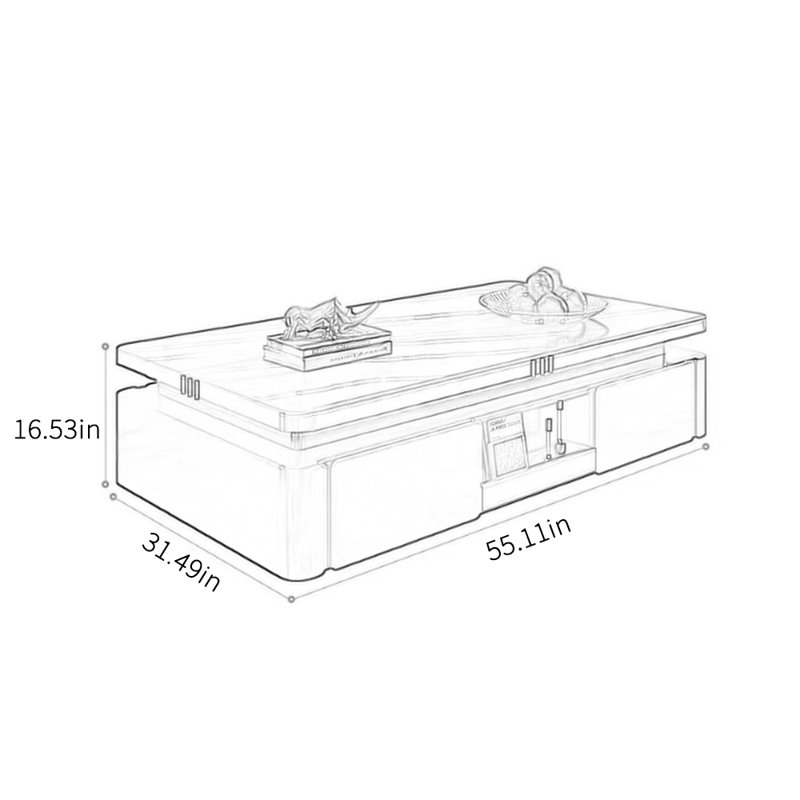 Table basse légère et luxueuse, Blanc, Noir, noir, noir, noir, H 16,53 po x L 55,11 po x l 31,49 po