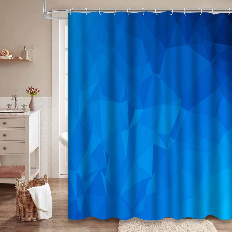Rideau de douche géométrique triangulaire à 12 crochets, L 72 po x l 84 po