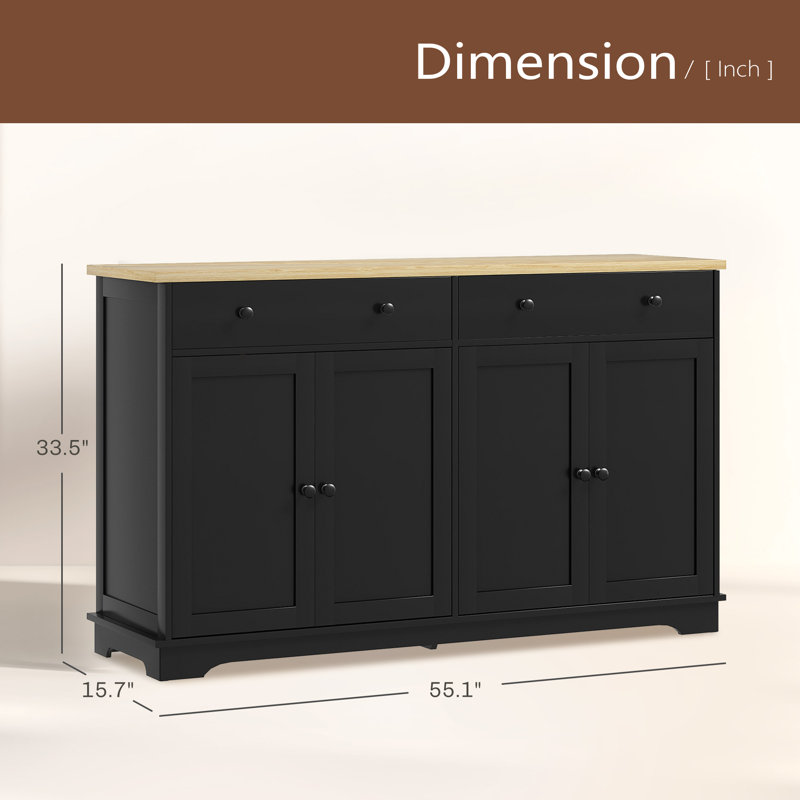 Buffet de style élégant avec tiroirs de rangement, buffet, tablettes réglables pour votre maison, Noir