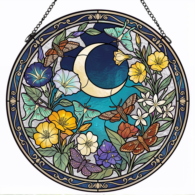 Panneau de vitrail en verre coloré, 7,8 heures, H 7,8 po