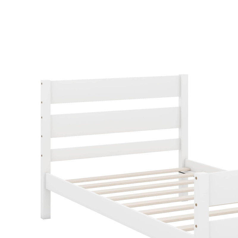 Lit simple avec tête et pied de lit, Blanc