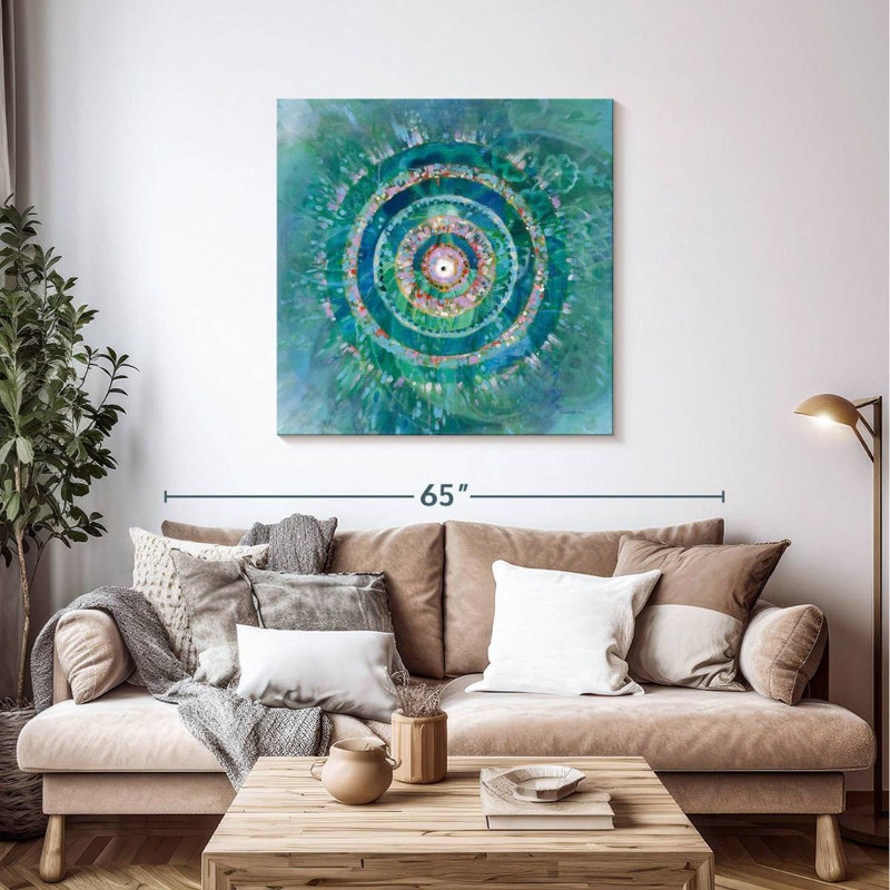 Mandala bleu sarcelle Kerner, H 39 po x l 39 po