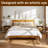 Haven King Solid Wood Bed Frame with Headboard, Natural Oak Finish Scandinavian Platform Bed All Mattress Support, 800 lbs Capacity-1009728373-1009728372