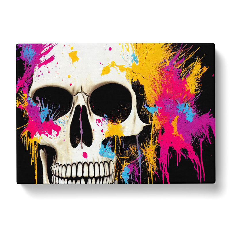 Skull Paint Splatter Vol.1 Abstract - Wrapped Canvas, 35cm H x 50cm W x 3cm D