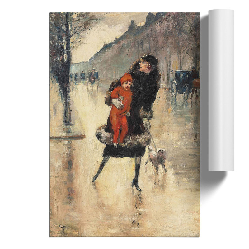 Mother With Child by Lesser Ury - No Frame Painting, 42cm H x 30cm W x 0.1cm D