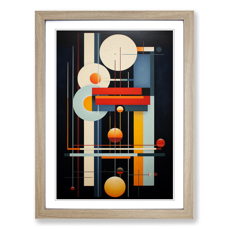 Bauhaus Art Deco Art - Framed Print, 34cm H x 25cm W x 2cm D, Oak Framed