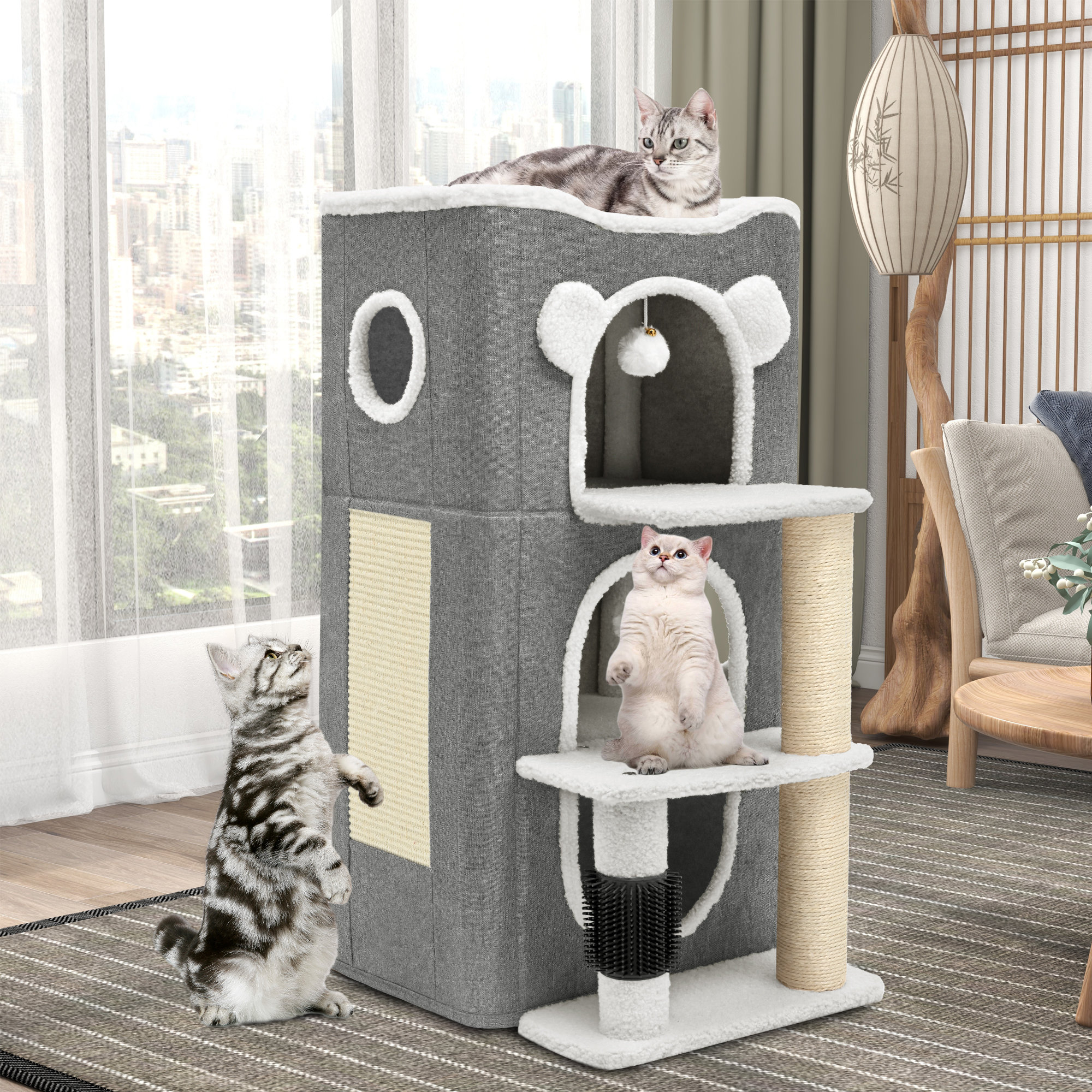 Tucker Murphy Pet™ TripleLevel Indoor Cat House, Spacious Cat Cave