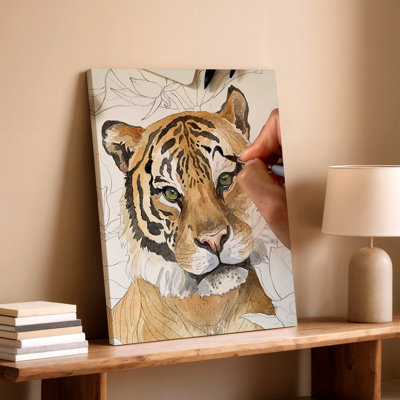 Tigre, peinture à l'aquarelle, portrait animalier, croquis, reproduction d'art sur toile, salon, chambre, bureau, couloir, décoration murale surréel moderne pour appartement, loft, entrée, maison