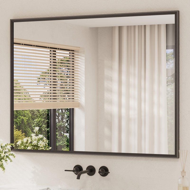 Miroir de salle de bain rectangulaire, Noir mat, 48 po x 36 po