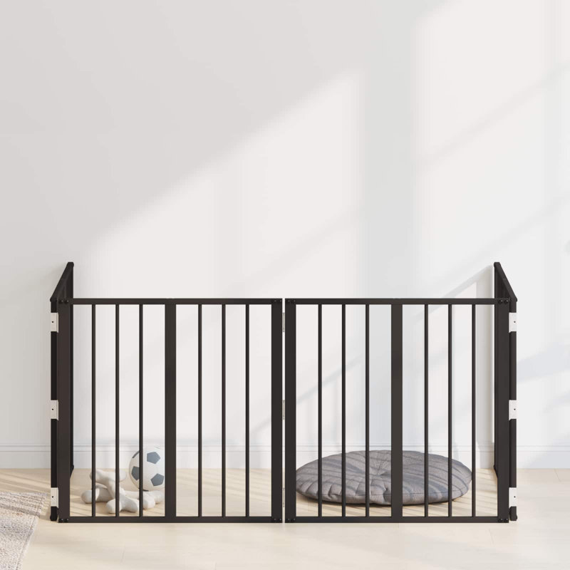 Galvanised Steel Free Standing Pet Gate, 60cm H x 241cm W x 1.5cm D