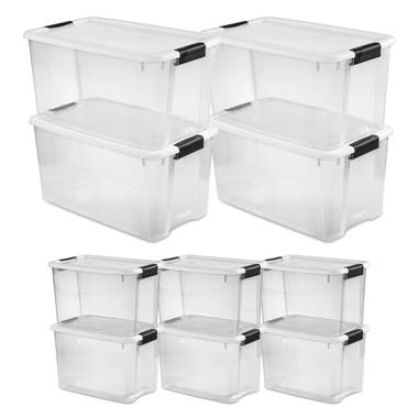 6 qt Clear Base Storage Box w/ White Latching Lid by Sterilite at