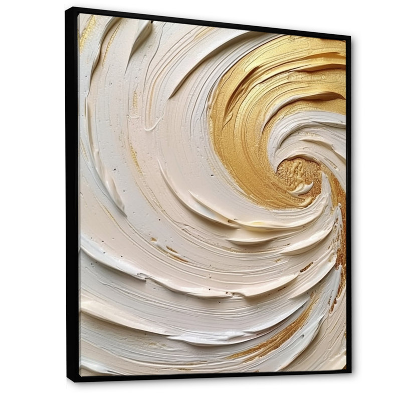 Tourbillon éternel doré IV sur toile, H 20 po x l 12 po x P 1 po, Cadre flottant noir