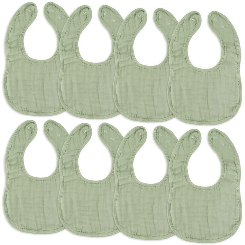 Comfy Cubs Muslin Bibs for Babies - Feeding, Drool and Teething Bib with Adjustable Snaps, Sage