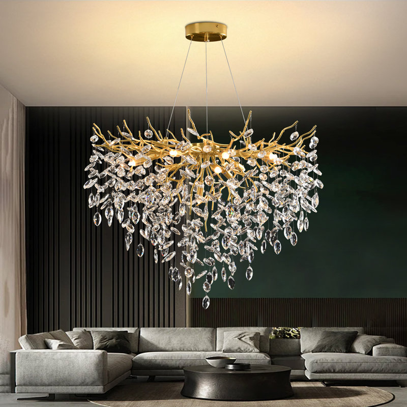 Luxury Tree Branch Chandelier,Modern chandelier crystal light,LargeRaindrop pendant light(gold), 20" H x 32" W x 32" D