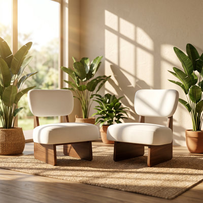 Christopher Knight Home® 25.61" W x 30.34" D x 30.34" H Polyester Solid Wood Base Lounge Chair (Set of 2)