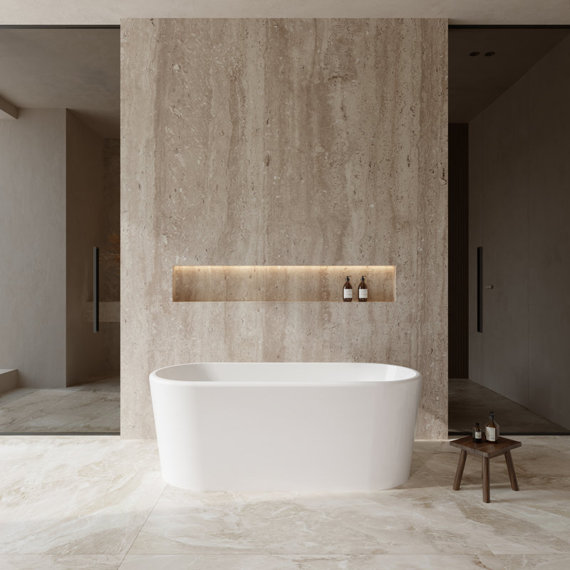 Ursula 67'' x 28'' Soaking Acrylic Bathtub, Brushed Nickel
