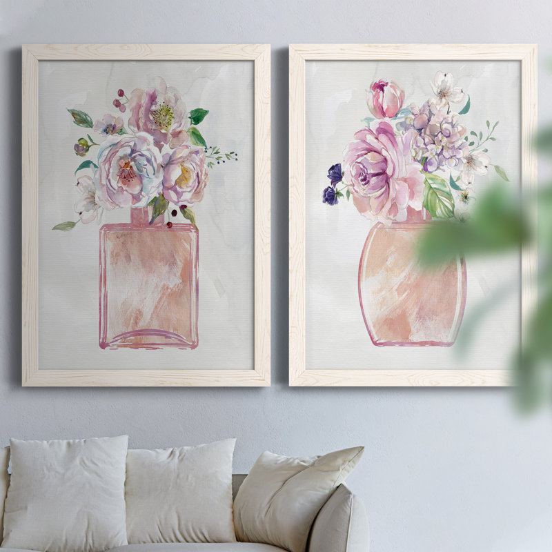 «Fragrance Of Summer I», ensemble de 2 peintures sur toile encadrées, H 37,5 po x l 55 po x P 1,5 po, Cadre blanc