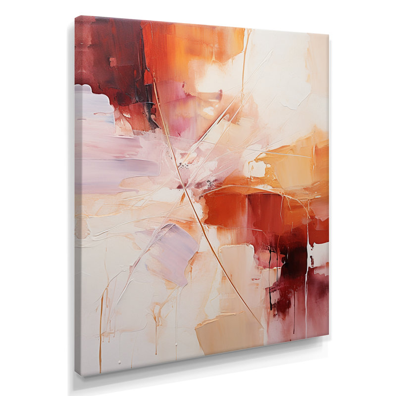 Triangles déconstruits rouge orange - Collages abstraits, salon d'art mural, H 32 po x l 16 po x P 1 po, Toile tendue