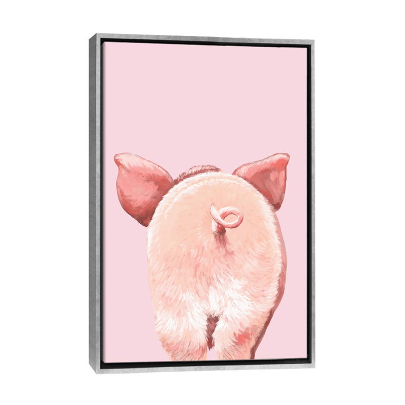 Art de cochon, Toile avec cadre argenté, H 40 po x l 26 po x P 1,5 po