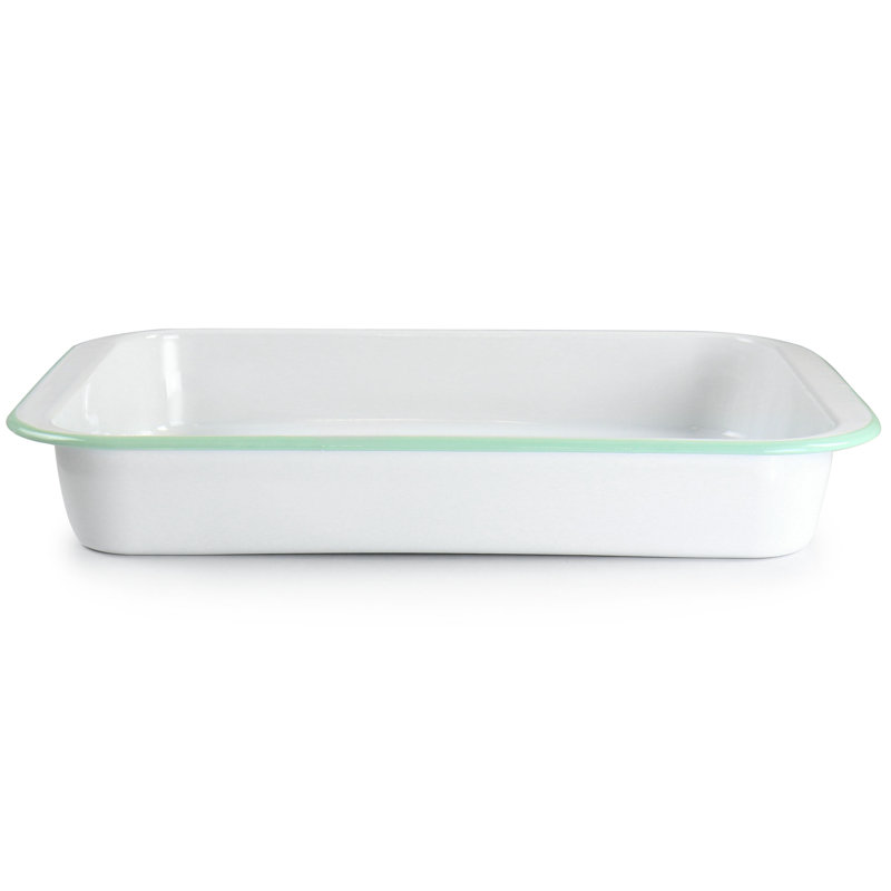 Contenant rectangulaire en acier et blanc menthe 13 "x 9" Martha Stewart