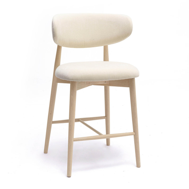 Lofland Forest Performance Textured Velvet Counter Stool, Light Brown, Cream