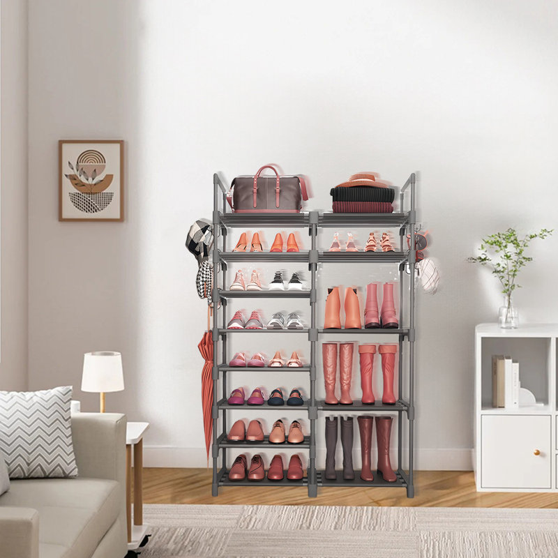 8 Tier Floor Standing Shoe Rack, Gray