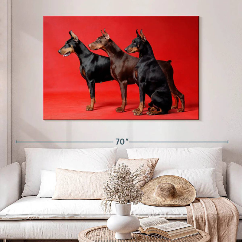 Doberman Trio, H 34 po x l 51 po