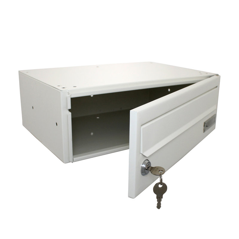 Wharfe Galvanised Steel Wall Mounted Lockable Weatherproof Post Box, White