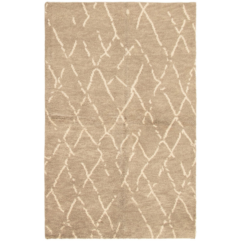Tapis kaki en laine noué à la main de conception unique 5 pi 1 po x 8 pi Theodora
