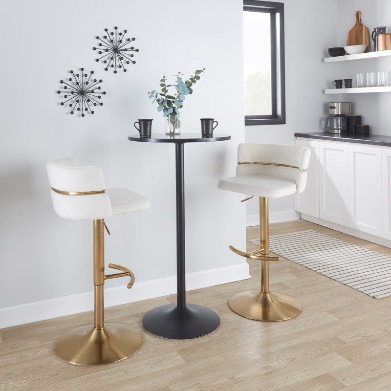Tabouret tournant à hauteur réglable Arabelle, Crème