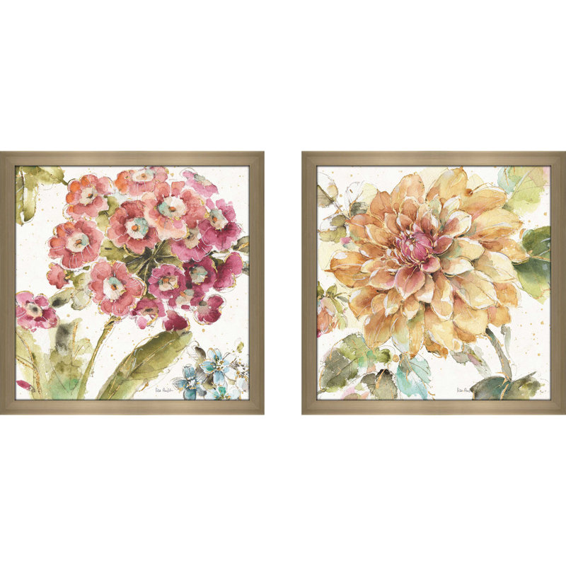 " Country Bloom IV " 2 - Pieces, 16.5" H x 33" W, No Mat
