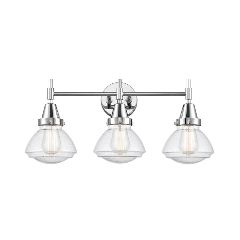 Éclairage pour meuble-lavabo à 3 lumières à intensité variable Gayle, Granuleux, Chrome poli
