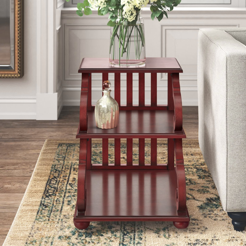 Table de bout avec 2 tablettes Huntingdon Scroll , Rouge