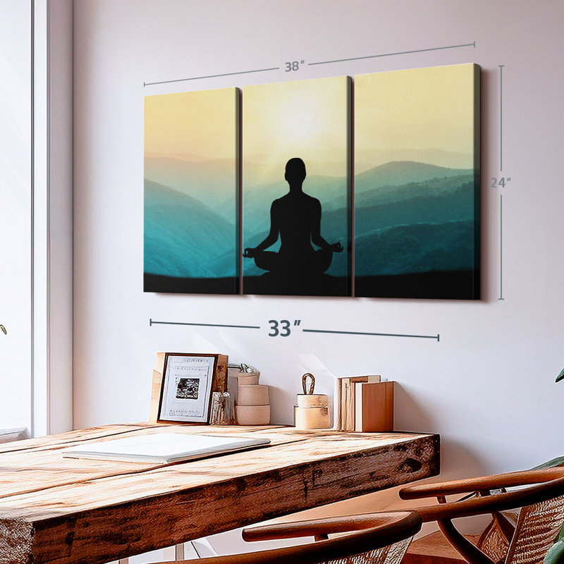 «Yoga Silhouette Wall Art» sur toile, H 24 po x l 38 po x P 1,25 po