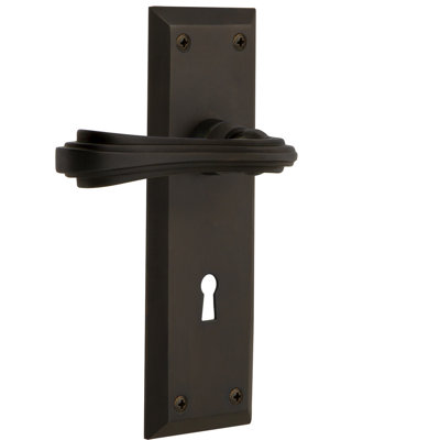 New York Plate Passage (Hall & Closet) with Decorative Keyhole and Fleur Lever
