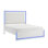 Mobilier de chambre à coucher contemporain à 1 tête de lit en tissu d'ameublement à DEL avec finition glam blanc Contemporary