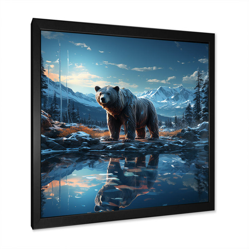 Abstrait d'un ours en harmonie I, H 24 po x l 24 po x P 1 po, Cadre photo noir