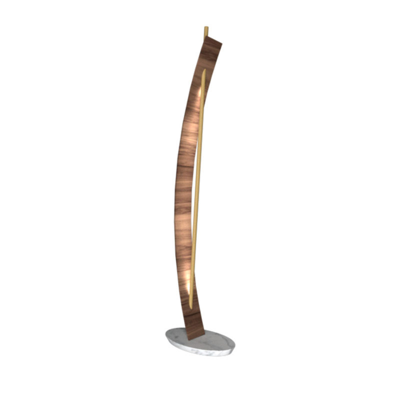 American Walnut and Gold 80" LED Floor Lamp