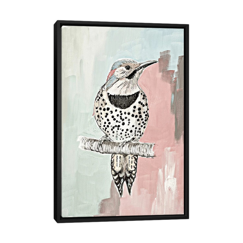 "Beige Woodpecker I" par Patricia Pinto, reproduction d’art, H 40 po x l 26 po x P 1,5 po, Toile avec cadre noir