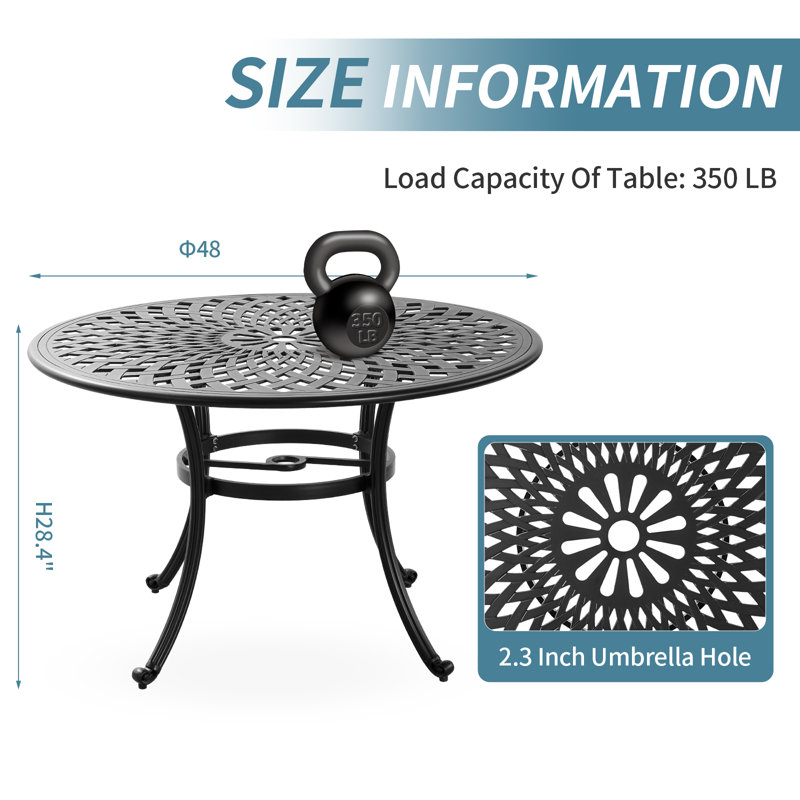  Table bistro en fonte d'aluminium 48 po, Black