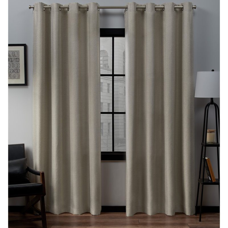 Panneaux de rideaux semi-transparents de couleur unie avec œillets Loha GT Aaliyah, Naturel, L 52 po x L 63 po