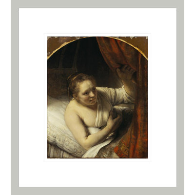«A Woman in Bed» par Rembrandt van Rijn - Estampe numérique encadrée