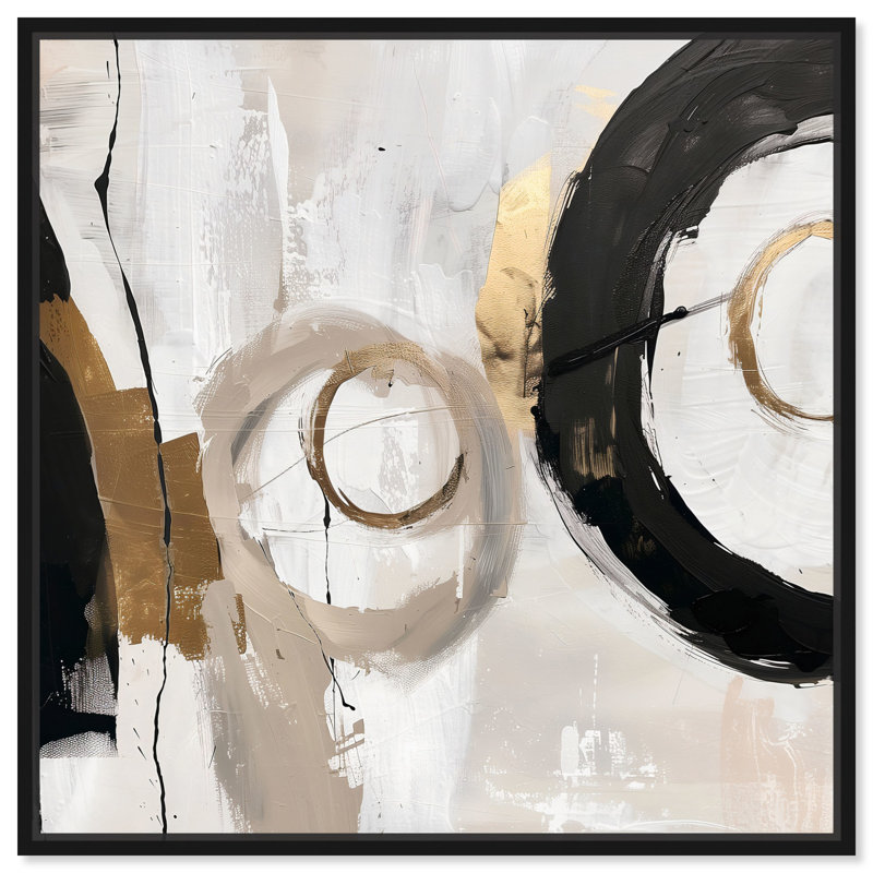 «Desert Moons», art abstrait sur pierre par Art Remedy, 41" H x 41" W, Cadre noir