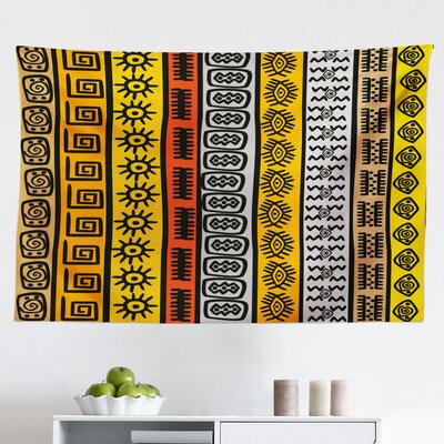 Ambesonne Tribal Tapestry, Motifs With Hand Drawn Style Borders Pattern Art, Fabric Wall Hanging Decor For Bedroom Living Room Dorm, 28"" X 23"", Black -  East Urban Home, 6565F58CCBE545F7A6079F03ACC100C3