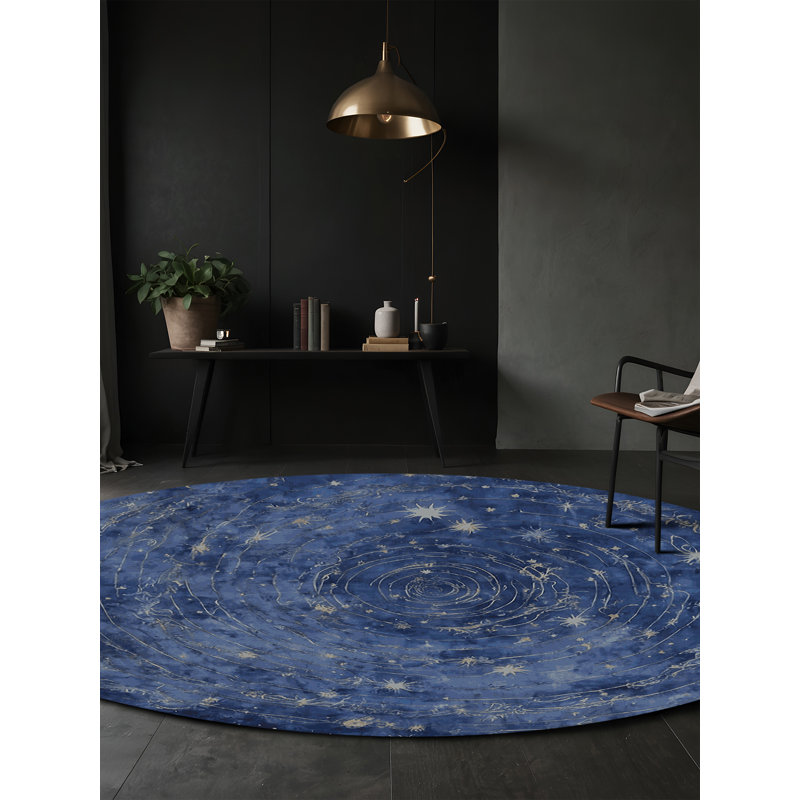 Machine Washable Gray Area Rug, Round 7'