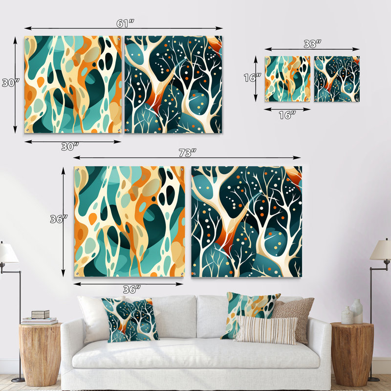 Chevaux - Ensemble de 2 peintures murales abstraites en acrylique, H 16 po x l 33 po