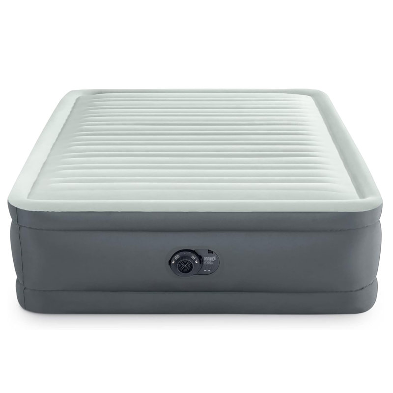 Intex: PremAire I Elevated Airbed - Full - Gray, 18" Inflatable Air Mattress, Built-In Electric Pump, Fiber-Tech, Carry Bag, 600lb Cap, 64903ED
