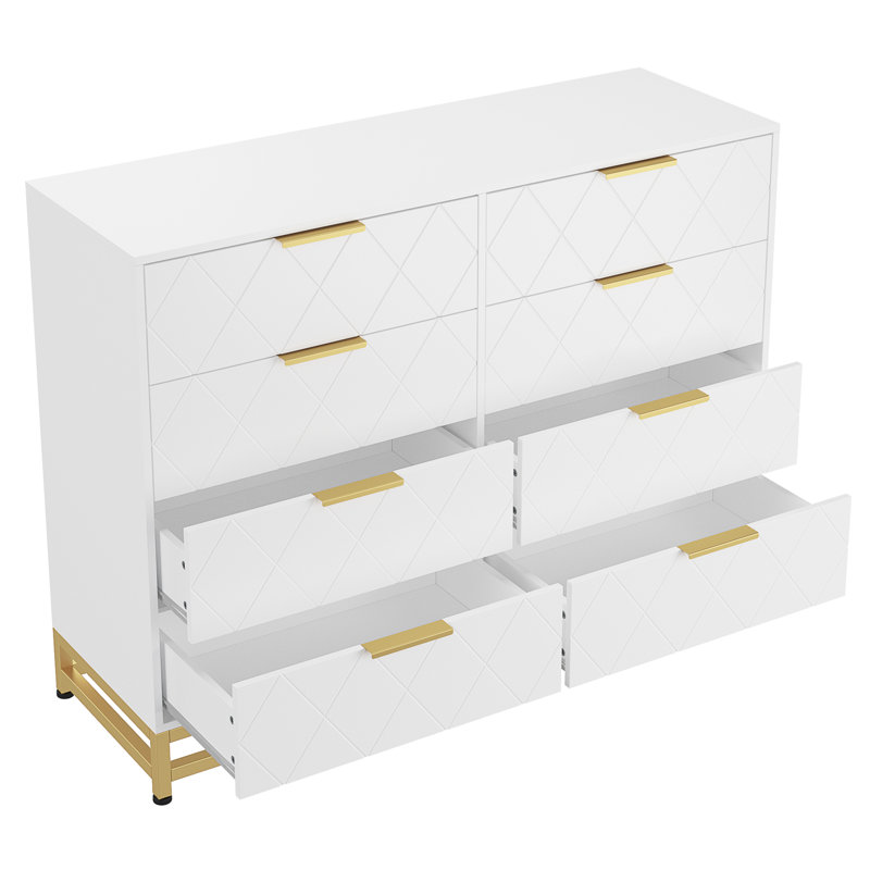 Commode 8 tiroirs Reetima, Blanc